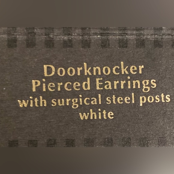 Doorknocker Pierced Earrings with surgical steel posts, white, New In Box - Picture 10 of 12